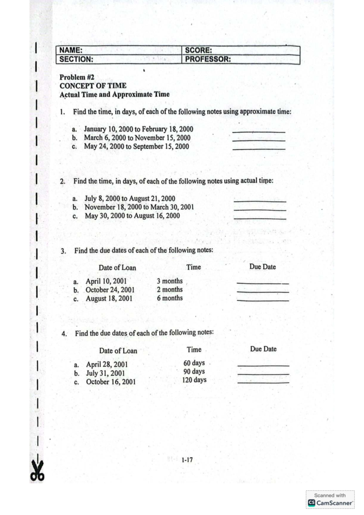CHPT 1 & 2 Problem Set: Time & Simple Interest Calculations MATH 4 ...