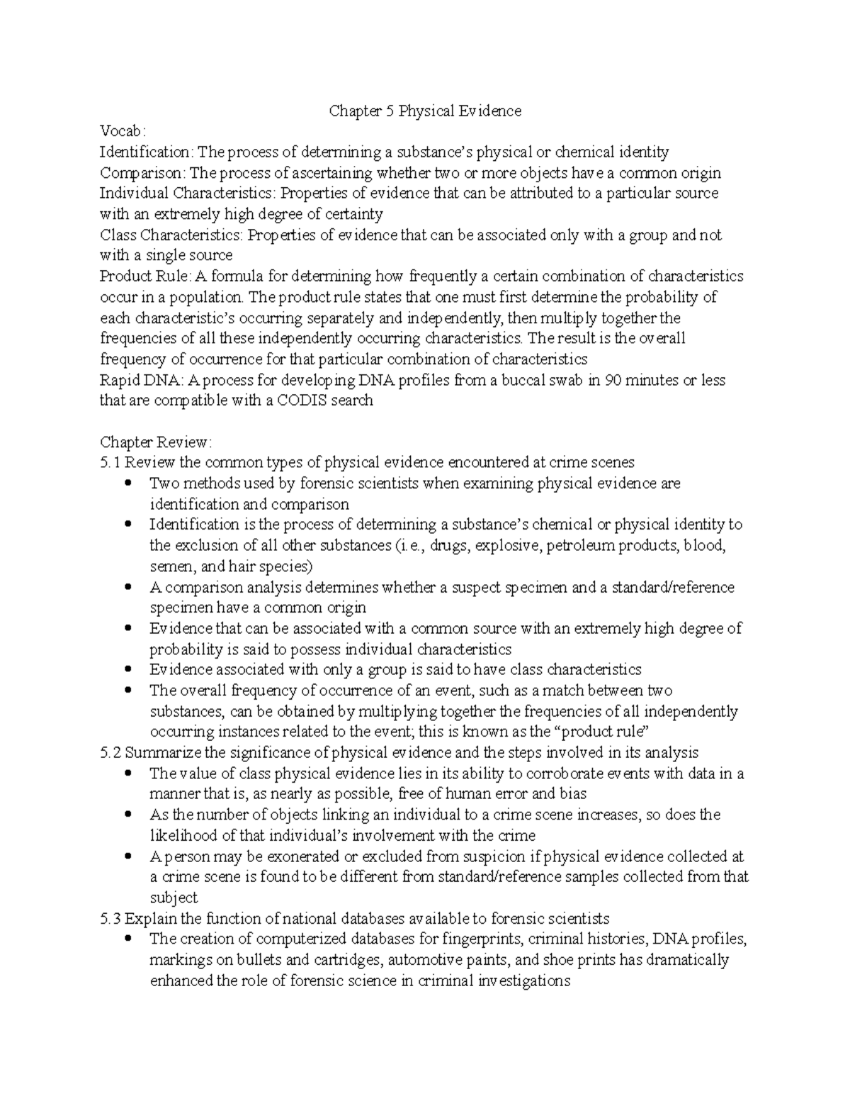 Chapter 5: Physical Evidence in Forensic Science (FS 101) - Studocu