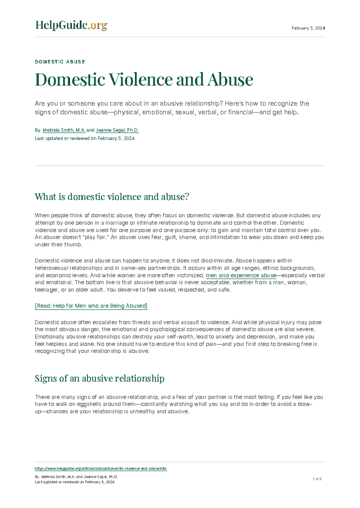 Domestic Violence and Abuse: Recognizing Signs and Seeking Help - Studocu
