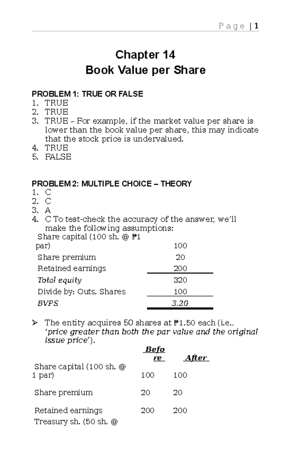 SOL. MAN. Chapter 14: Understanding Book Value per Share (BVPS) - Document Preview