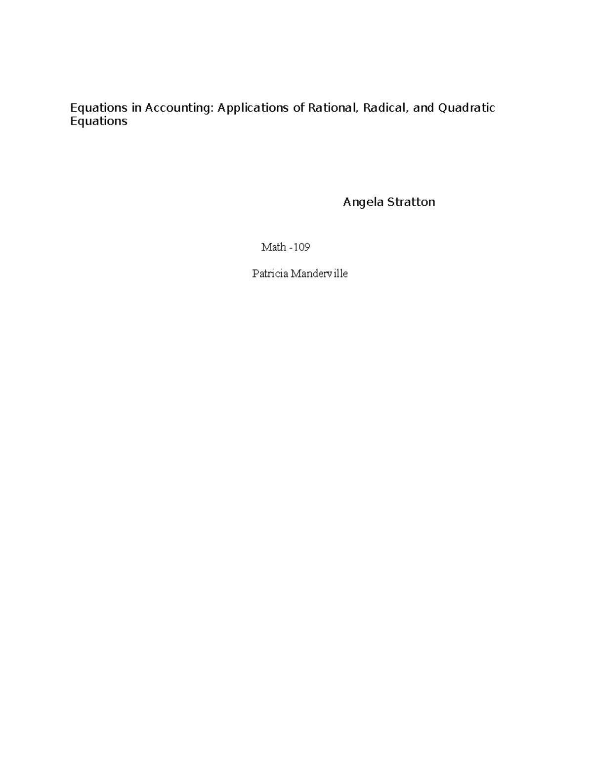 Accounting Equations: Rational, Radical, and Quadratic Applications ...