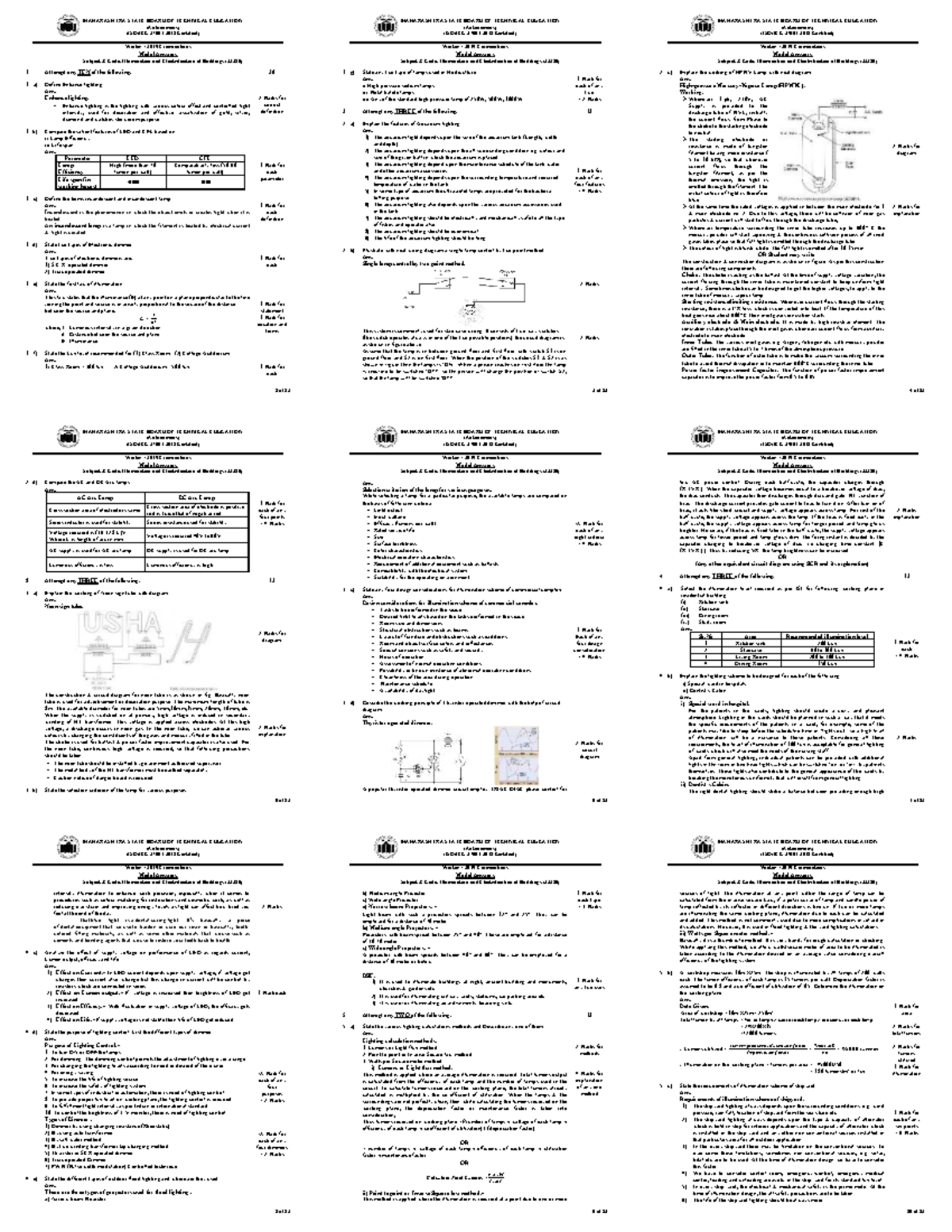 Model Answers for Illumination and Electrification of Buildings (22530 ...