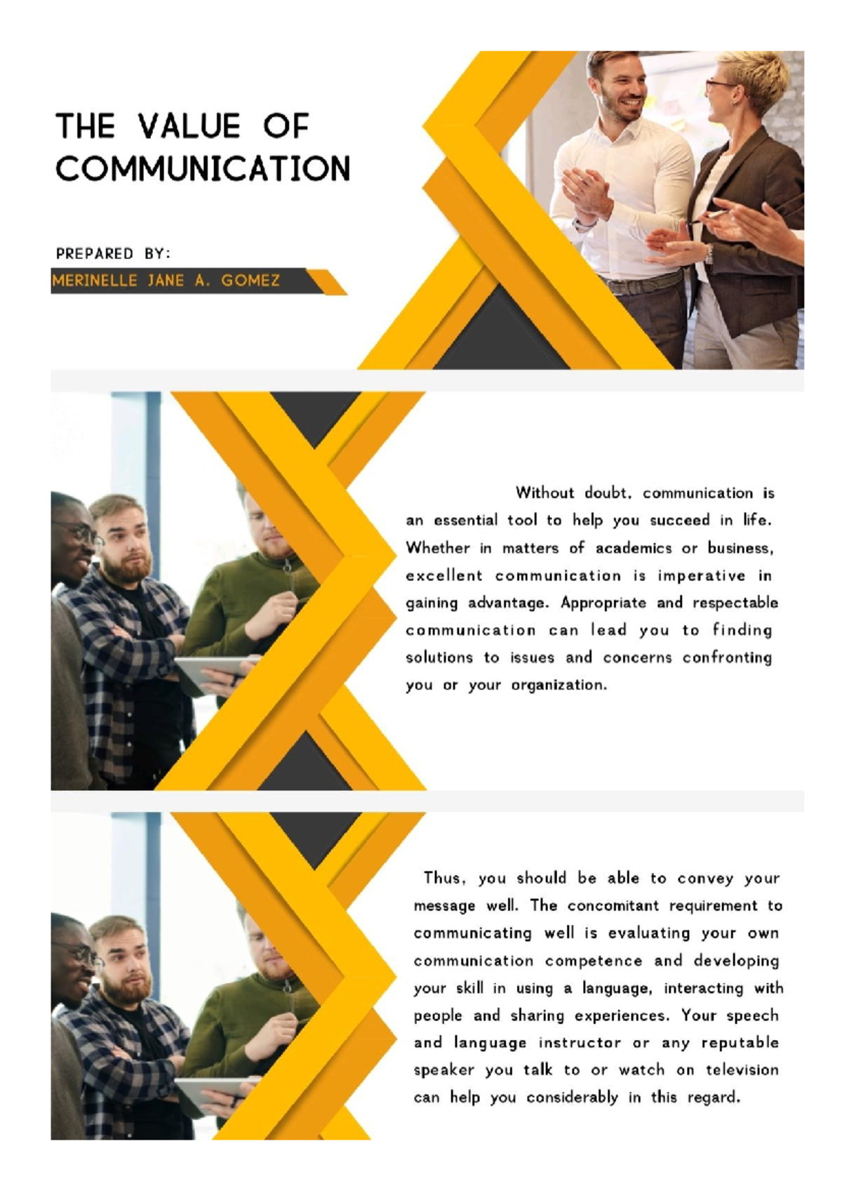 Values of Communication - THE VALUE OF COMMUNICATION PREPARED ...
