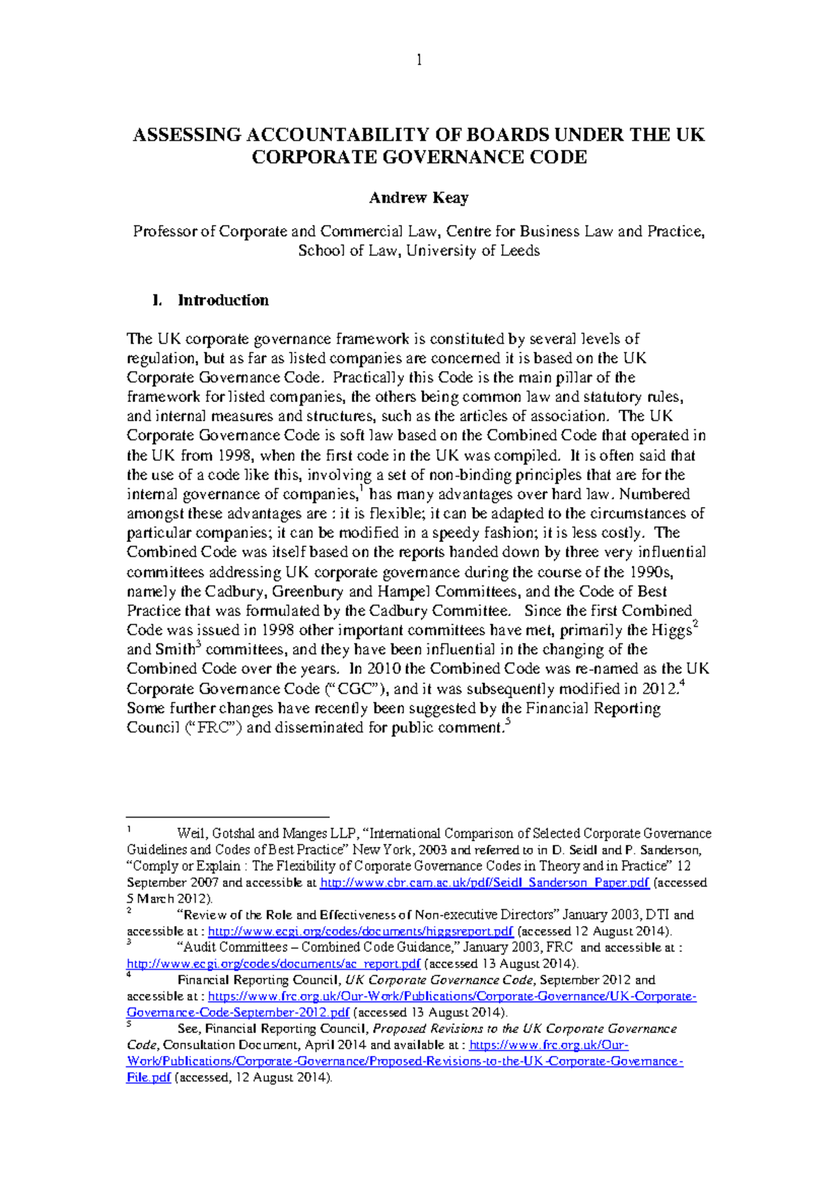 Assessing Board Accountability Under the UK Corporate Governance Code ...