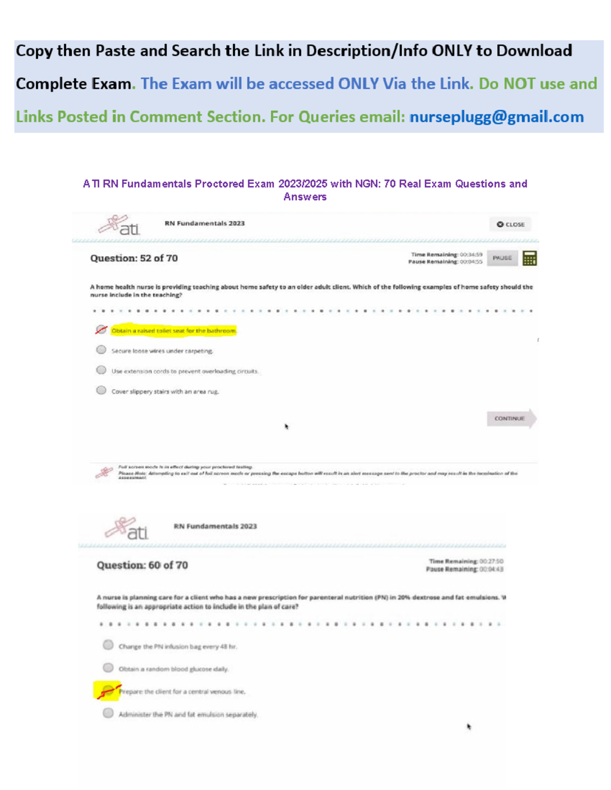 ATI RN Fundamentals Proctored Exam 2023-2025 with NGN – Latest 70 Real ...