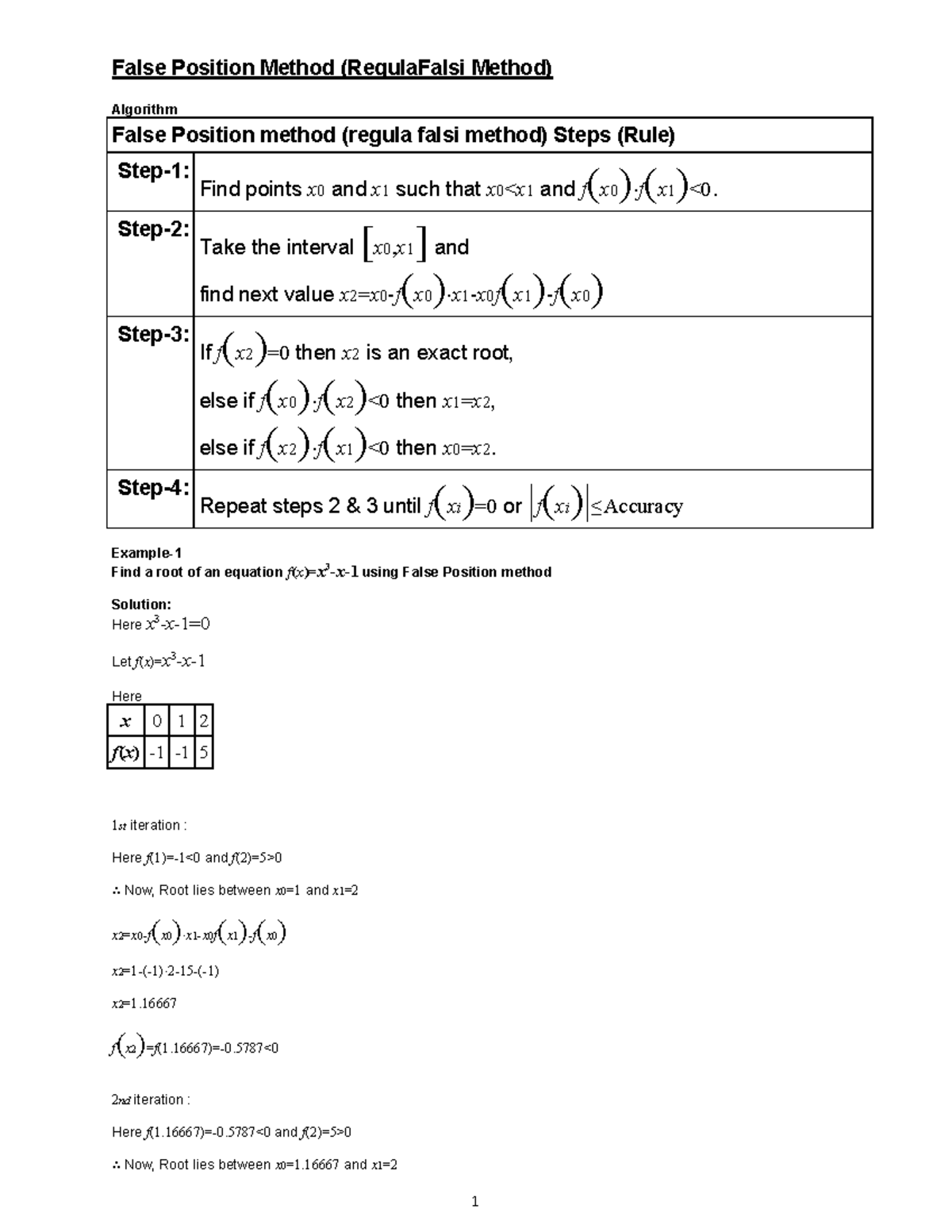 NM Regula Falsi Method for Root Finding: Detailed Steps and Example ...