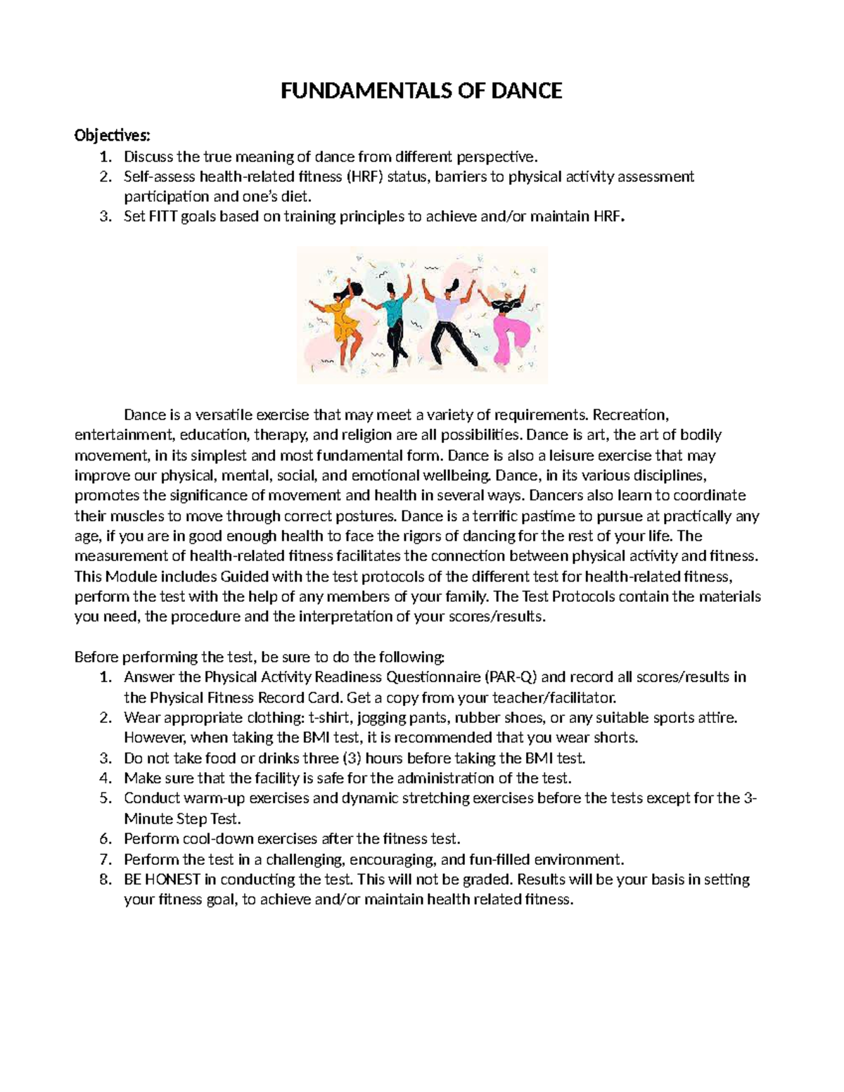 FUNDAMENTALS OF DANCE: Exploring Movement, History, and Fitness - Studocu