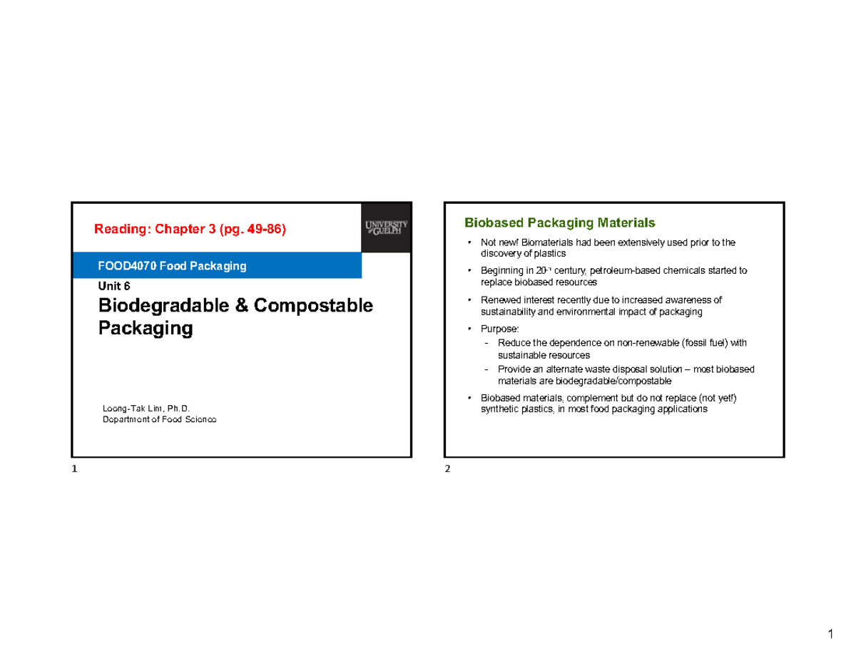 Unit 6: Biodegradable & Compostable Packaging - FOOD4070 Reading Notes ...
