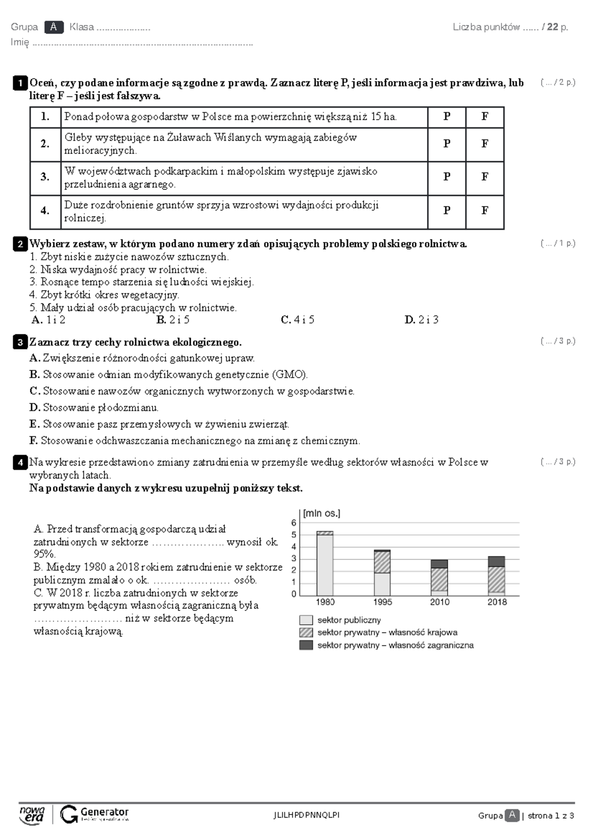 Test - Rozdział III: Problemy Gospodarki Polski (Grupa A & B) - Studocu