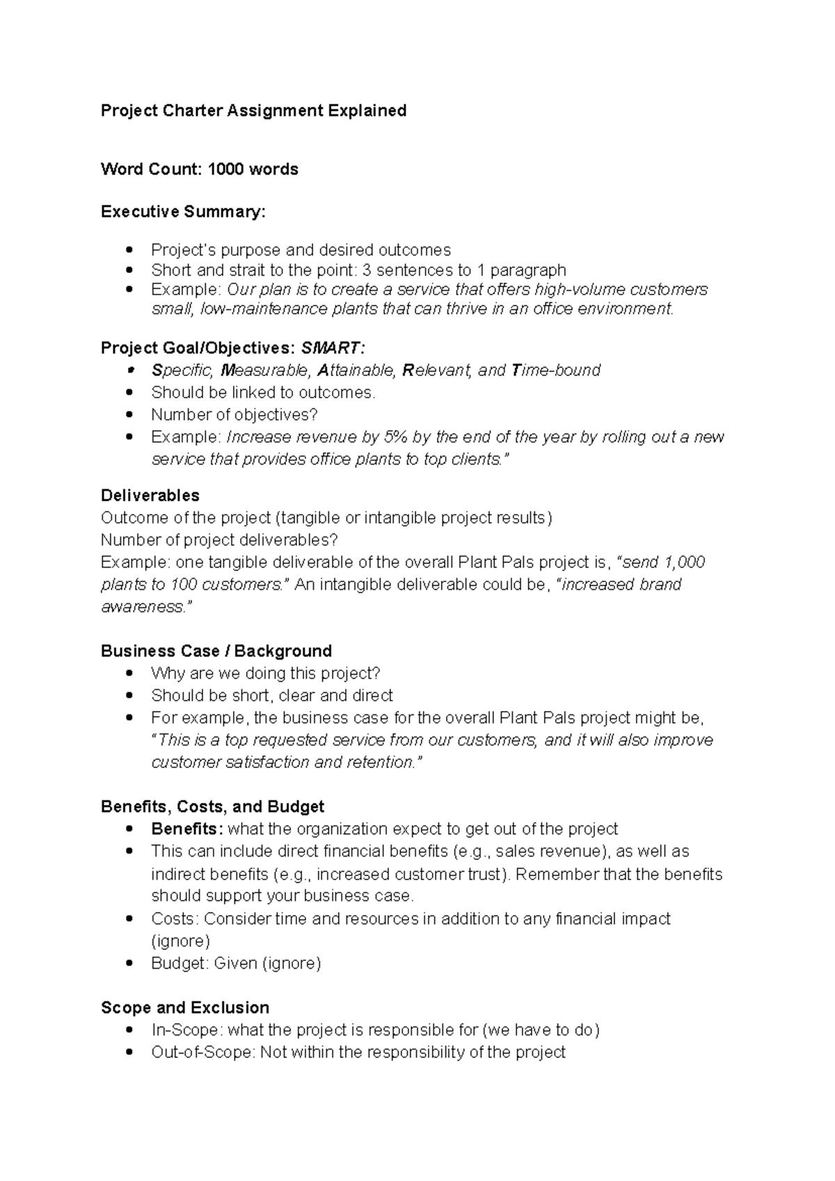 Project Charter Assignment (Course Code: PC101) Overview and Guidelines ...