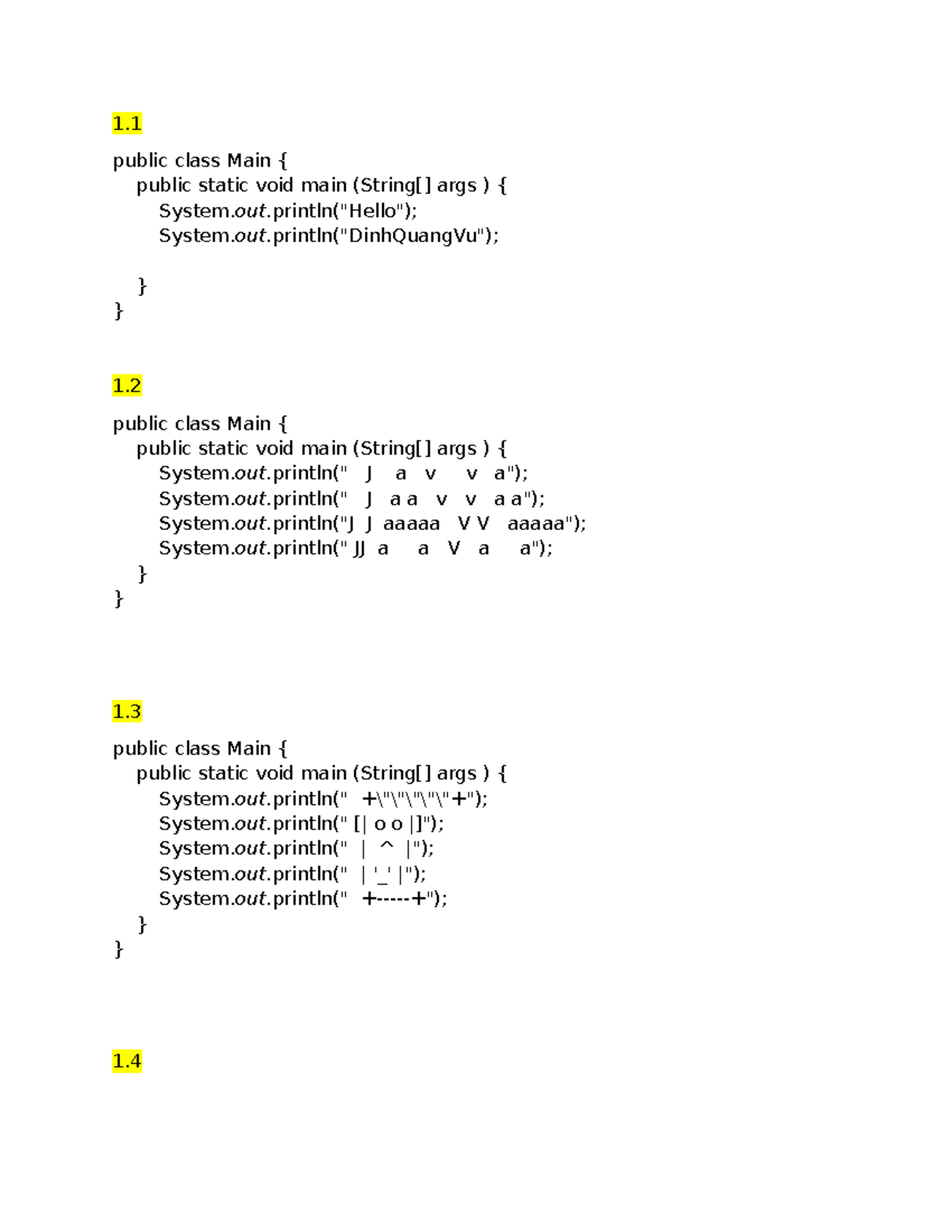 Code 1 to 9 - Java Programming Basics - Studocu