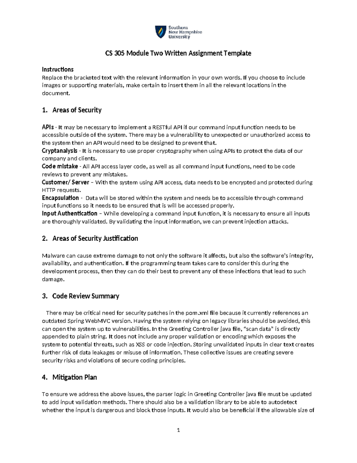 CS 305 Module Two Written Assignment: Security API Considerations - Studocu