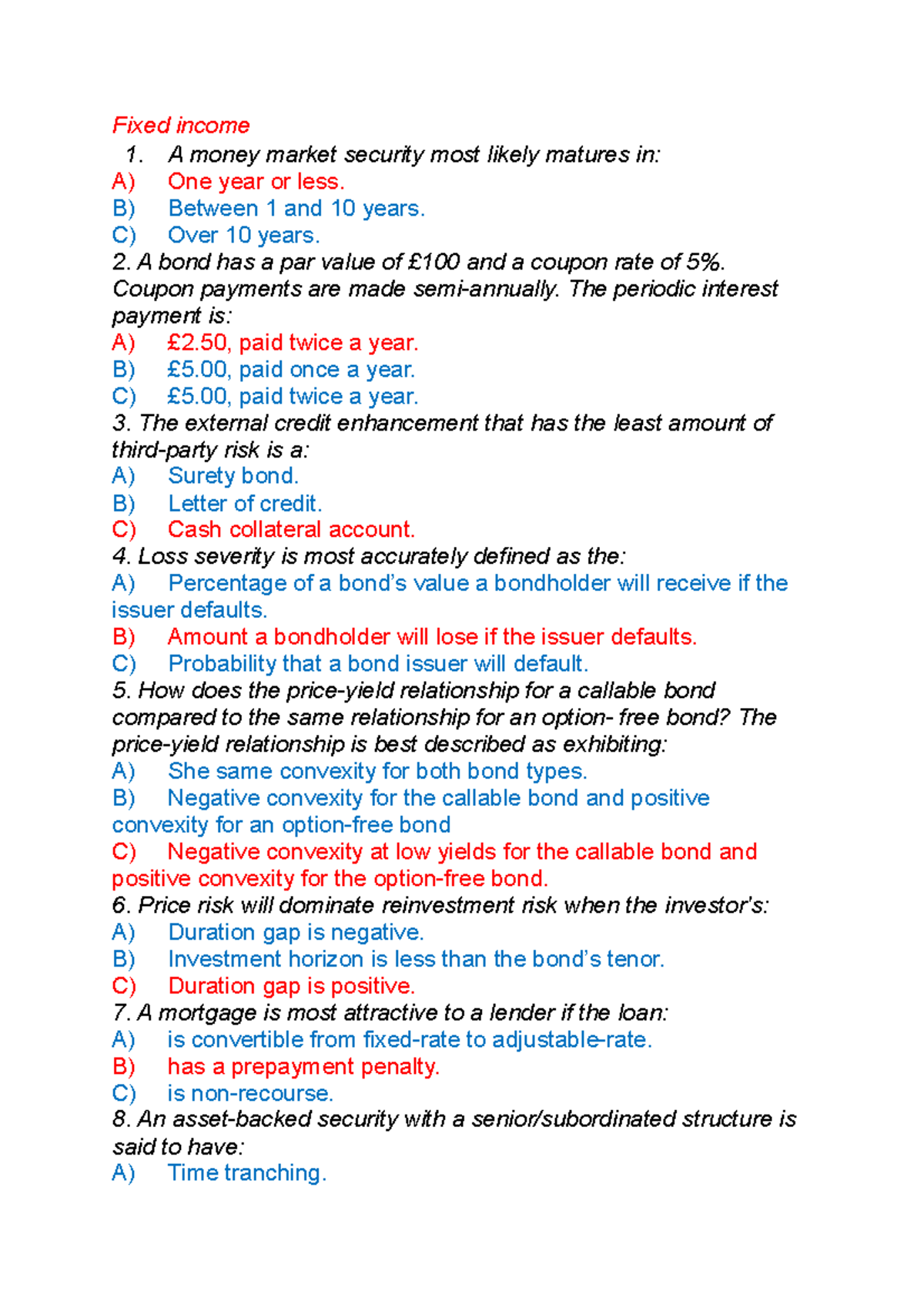 CFA - Fixed Income Study Notes for Exam Preparation - Studocu