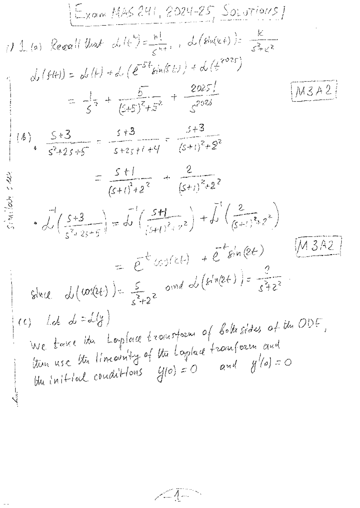 MAS241 (2024-25) Solutions for Problem Set - Studocu