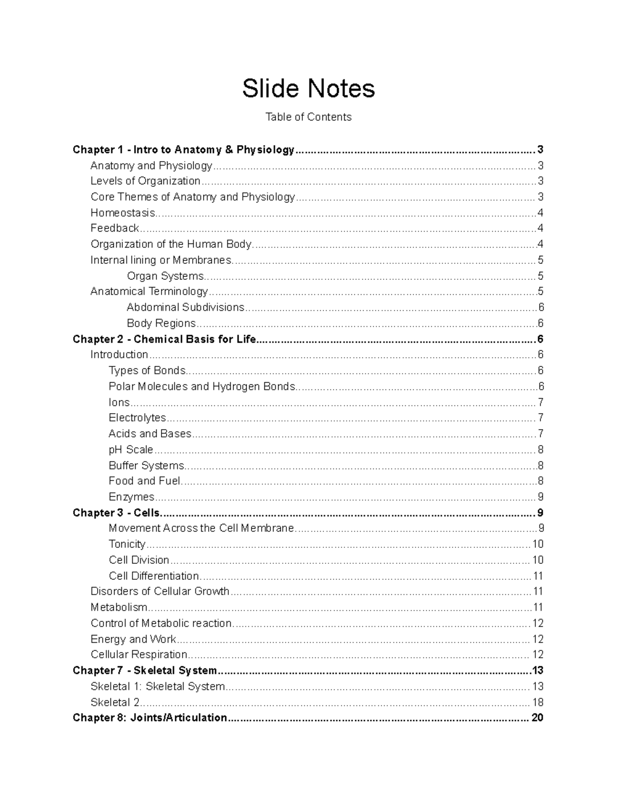 Anatomy and Physiology Study Guide: Key Concepts and Processes - Slide ...
