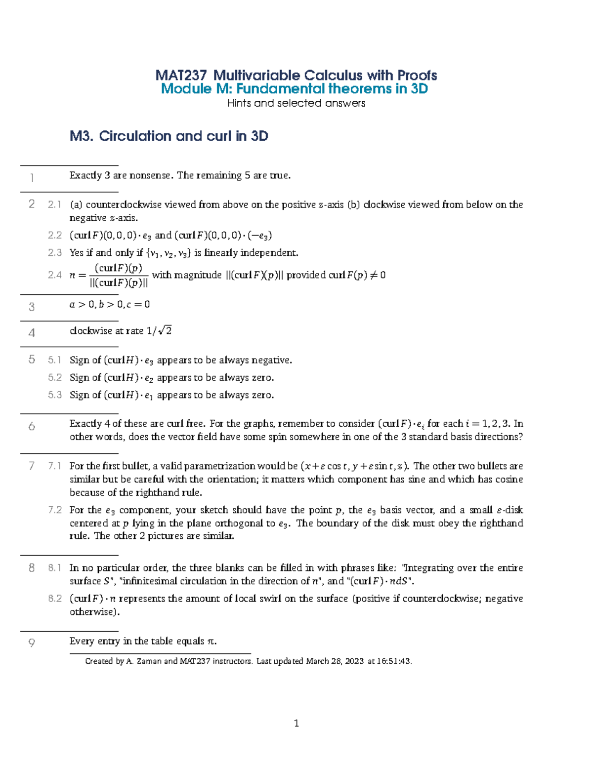 Mat237-m3-hints - Course material - MAT237 Multivariable Calculus with ...