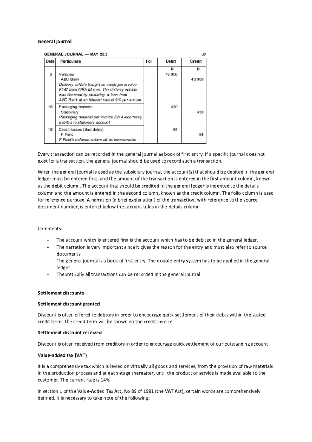 General journal - If a specific journal does not exist for a ...