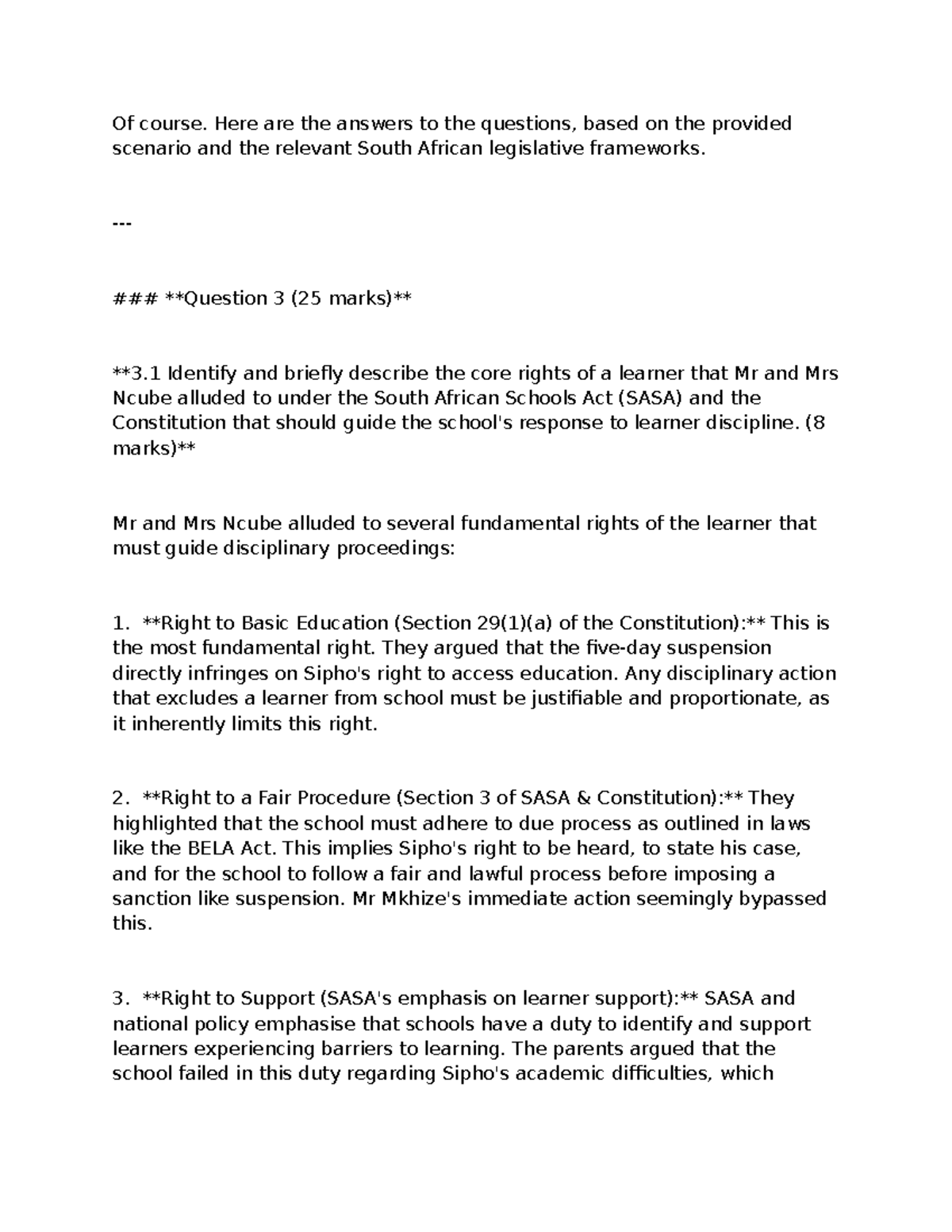 Core Rights of Learners and Disciplinary Procedures: CMG Assignment ...