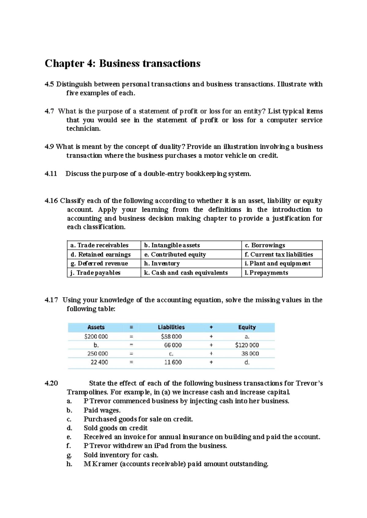 Chapter 4: Business Transactions & Bookkeeping Concepts - Revision ...