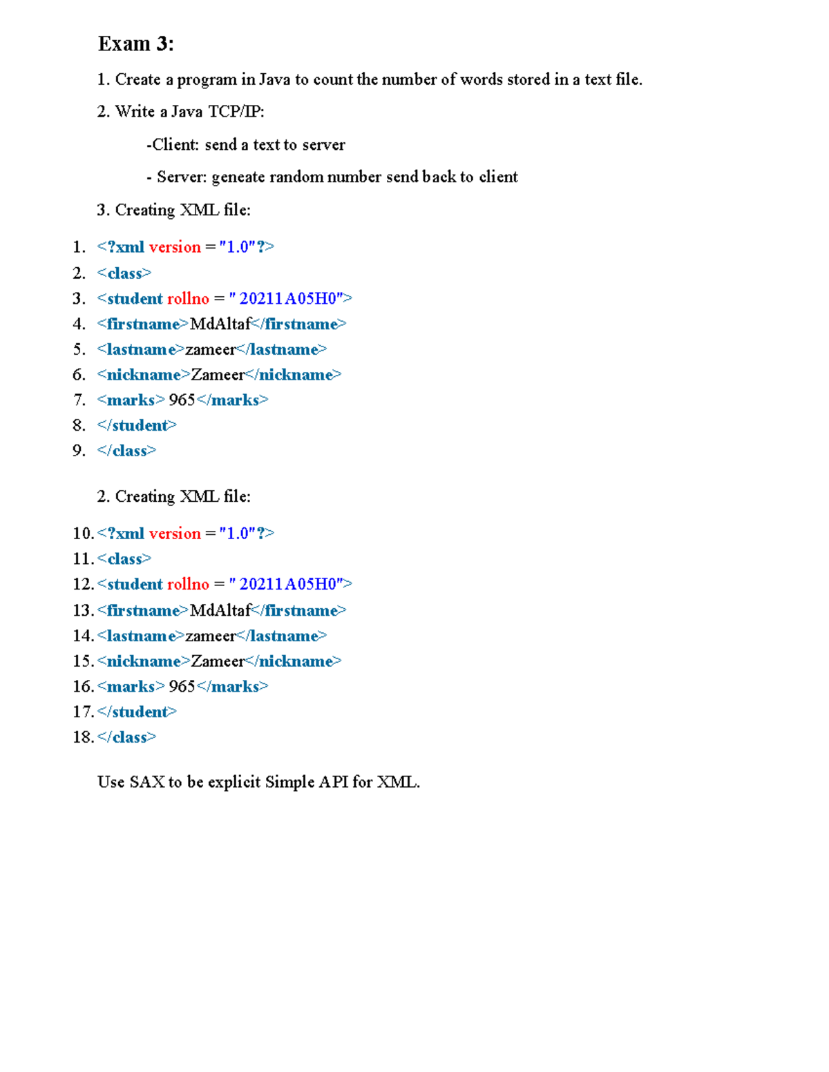 Exam 3 - jea - Exam 3: Create a program in Java to count the number of ...
