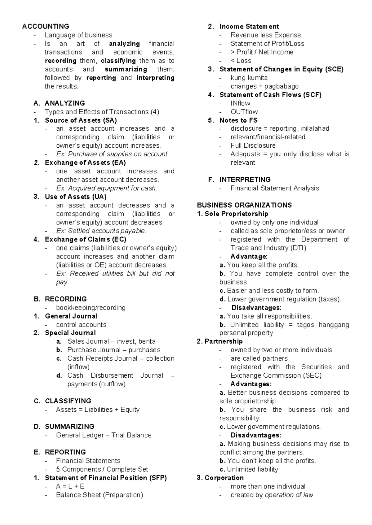 ACCT 101: Week 1 - Basic Accounting Concepts and Principles - Studocu
