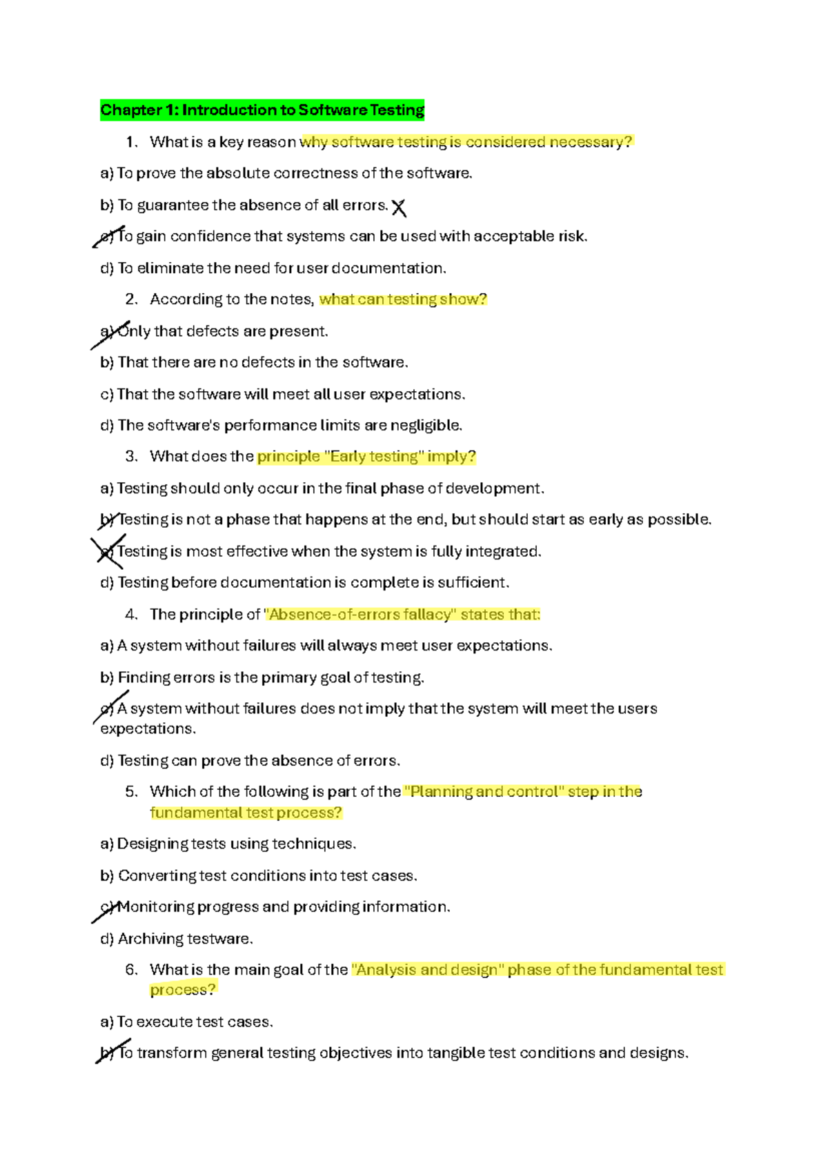 Notes MCQ Test: Software Testing Fundamentals (Course Code: ST101 ...
