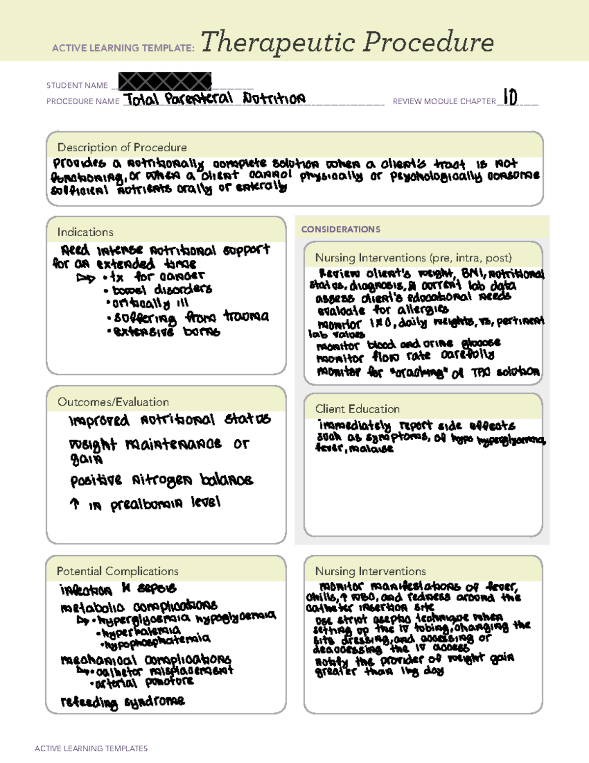 ATI Nutrition Template Total Parenteral Nutrition - ACTIVE LEARNING ...