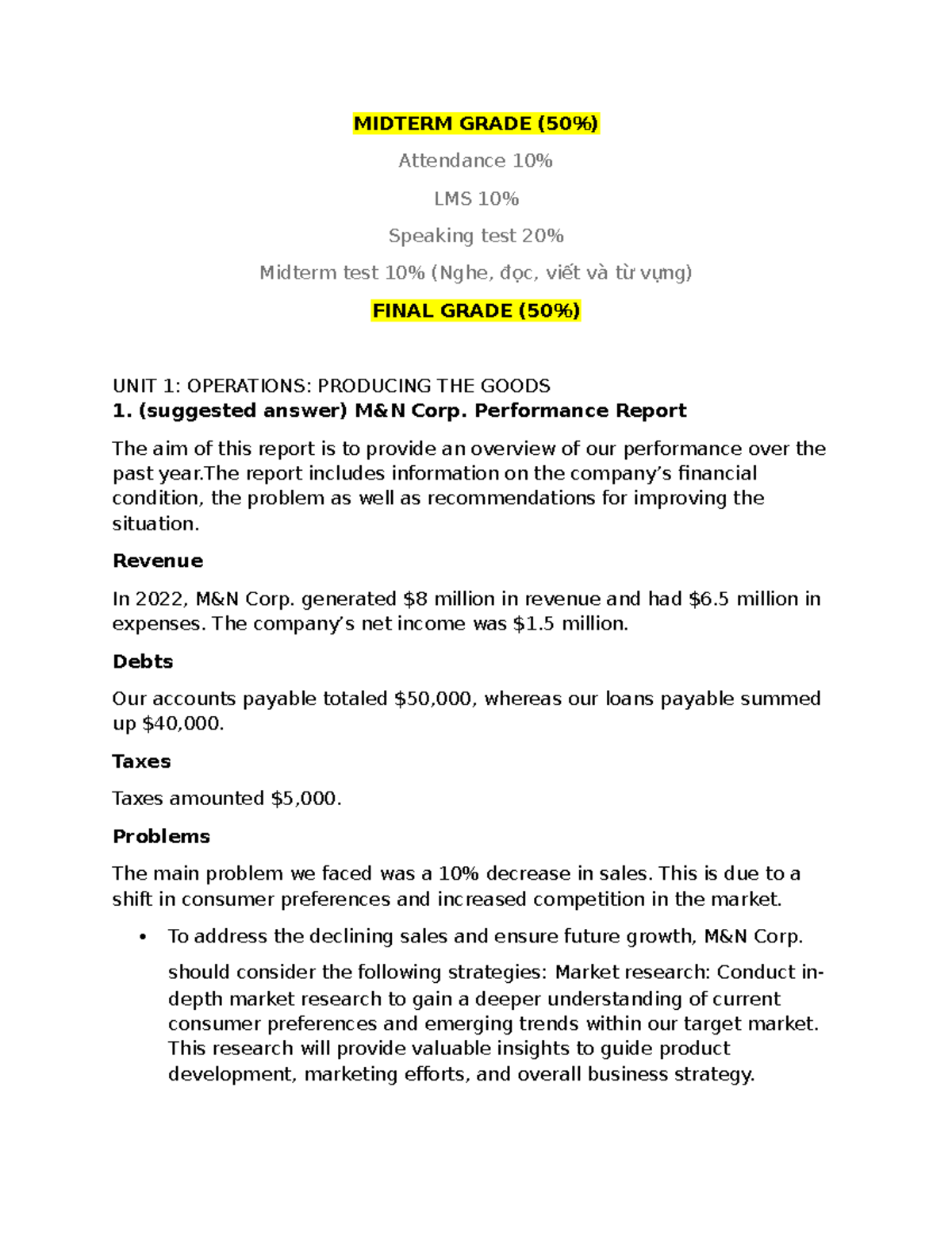 COB - HK3 - Midterm Report on Corp. Performance & Marketing Issues ...