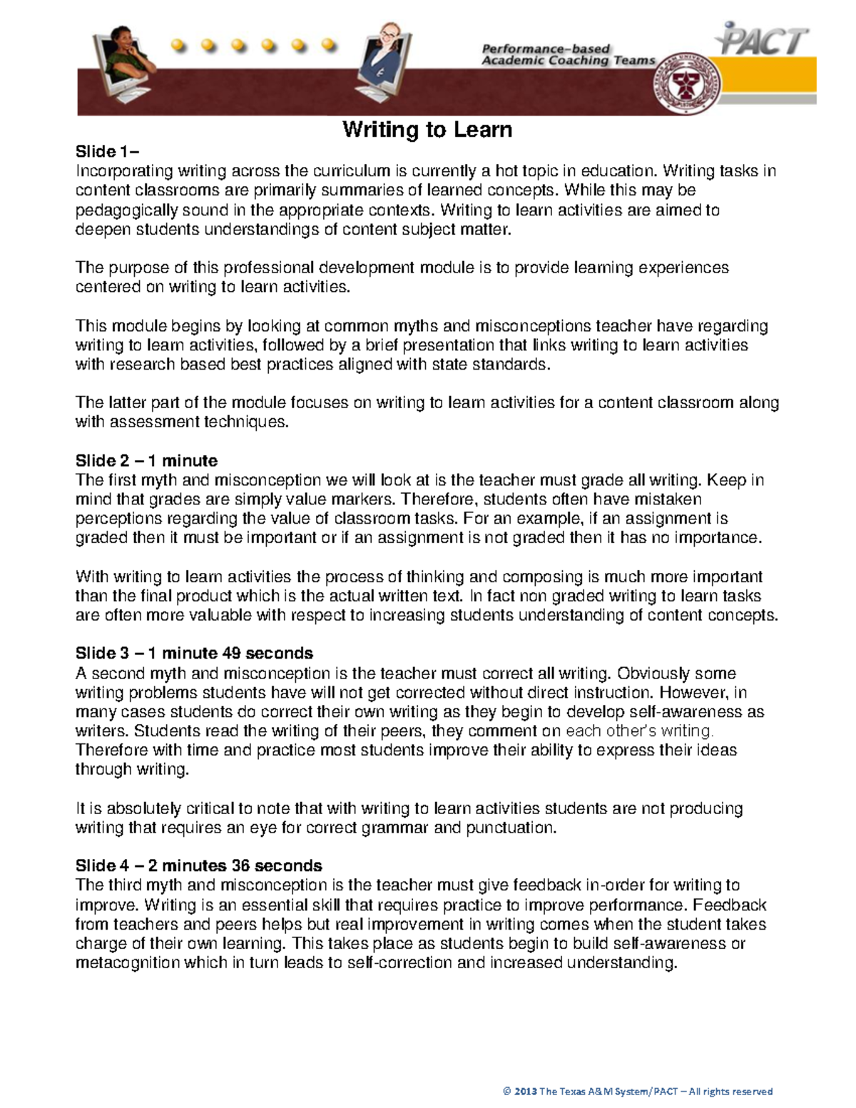 Writing to Learn in Education: Strategies & Myths (EDUC 101) - Studocu