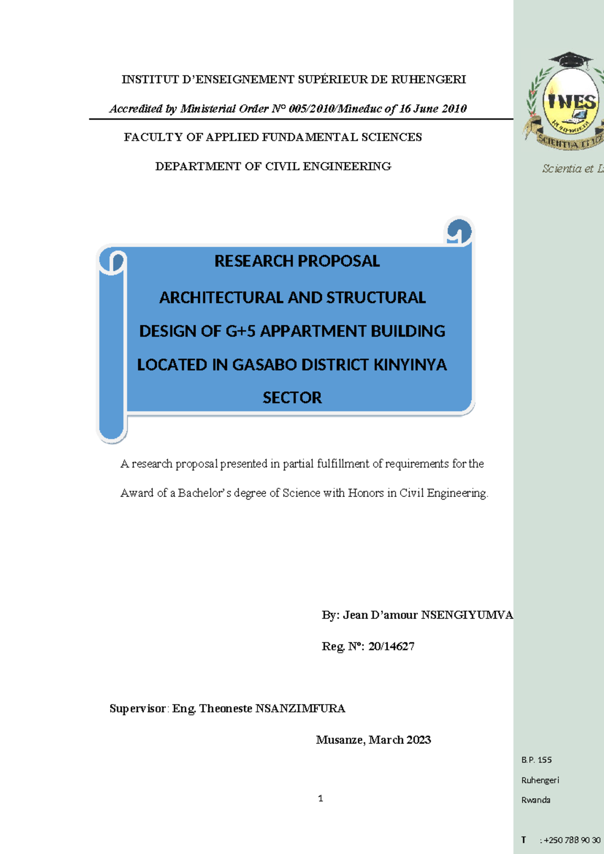 Proposal for Architectural and Structural Design of G+5 Apartment ...