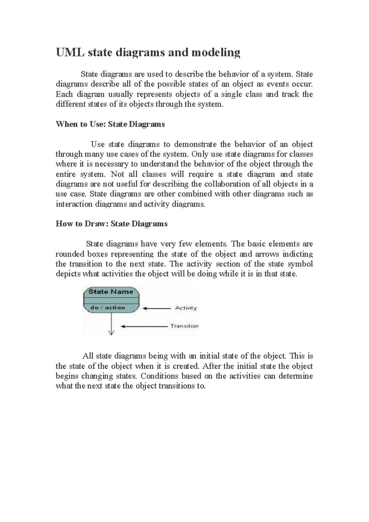 UML state diagrams and modeling - Each diagram usually represents ...