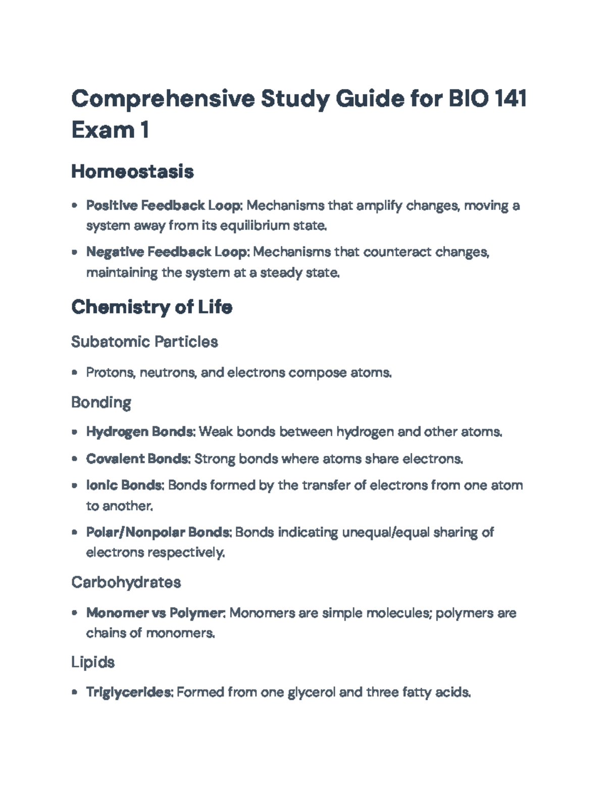 Comprehensive Study Guide for BIO 141 Exam 1: Key Concepts Explained ...