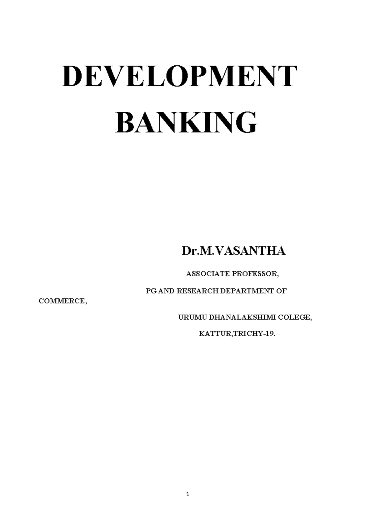 Development Banking: Features, Functions, and Objectives (DB 101) - Studocu