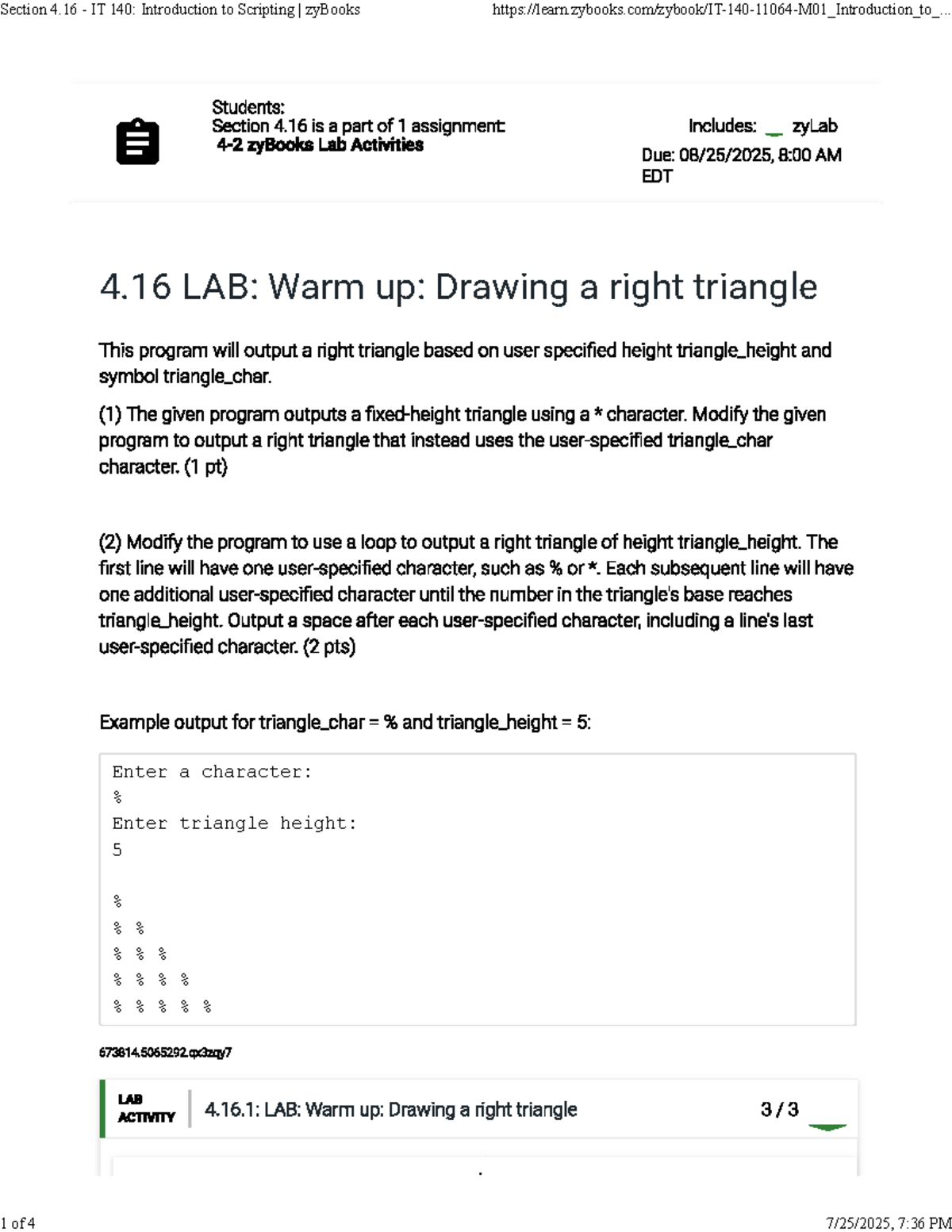 LAB-3 IT 140: Drawing a Right Triangle in Scripting - Studocu