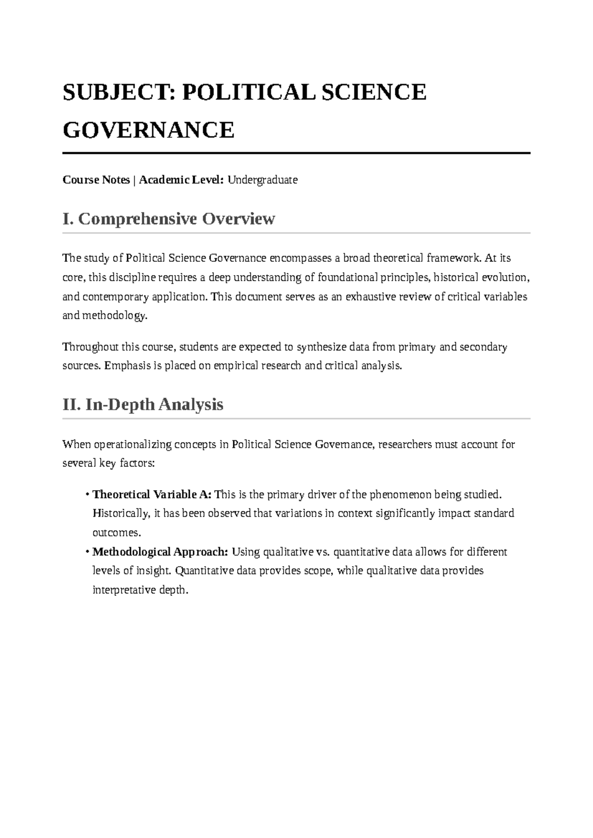 POLITICAL SCIENCE GOV 101: Comprehensive Course Notes - Studocu