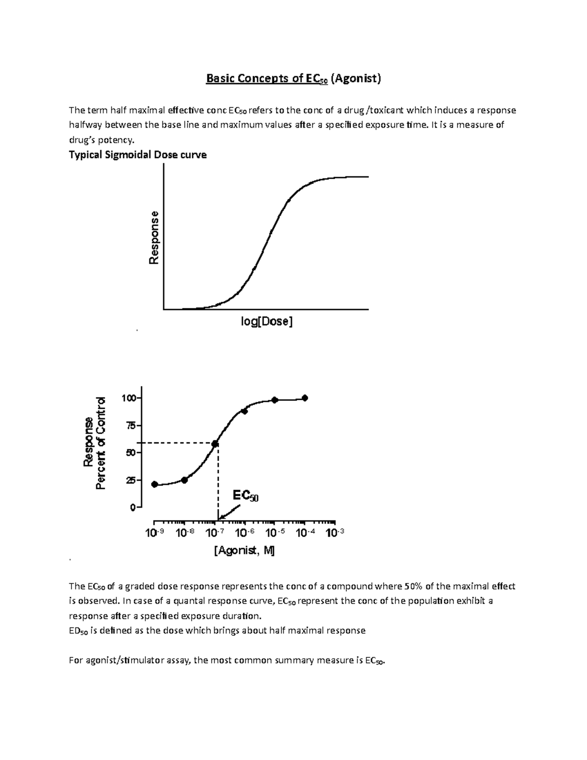 Basic Concepts of EC50 and LD50 in Toxicology - Notes - Studocu