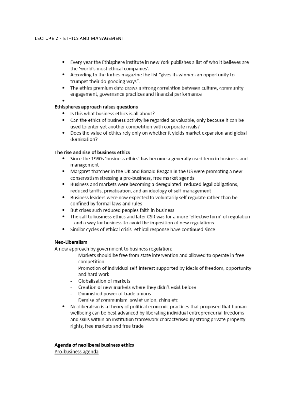 Lecture 2 - Business Ethics and Management Insights - Studocu