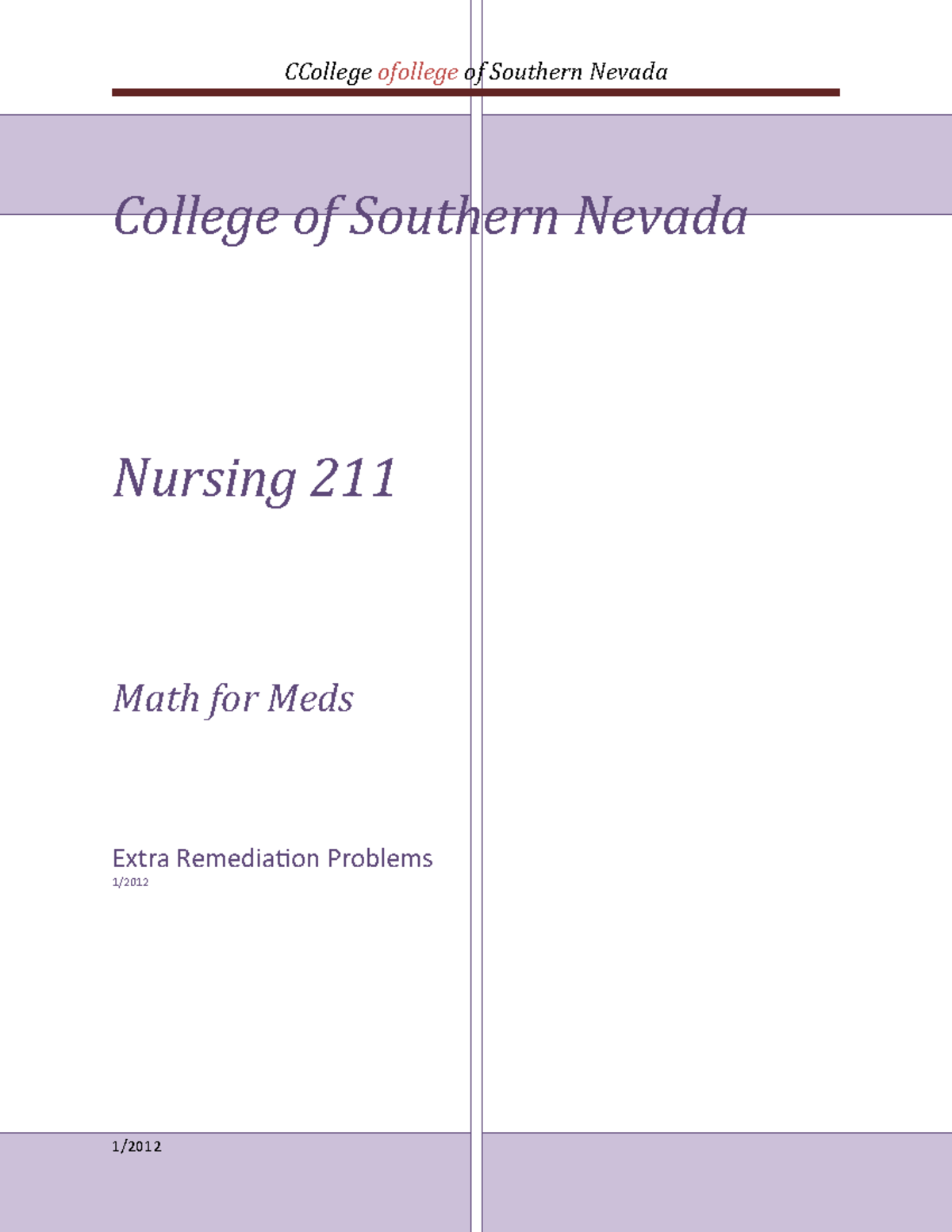 CSN Nursing 211 Med Surg II Extra Math Remediation Problems - Studocu