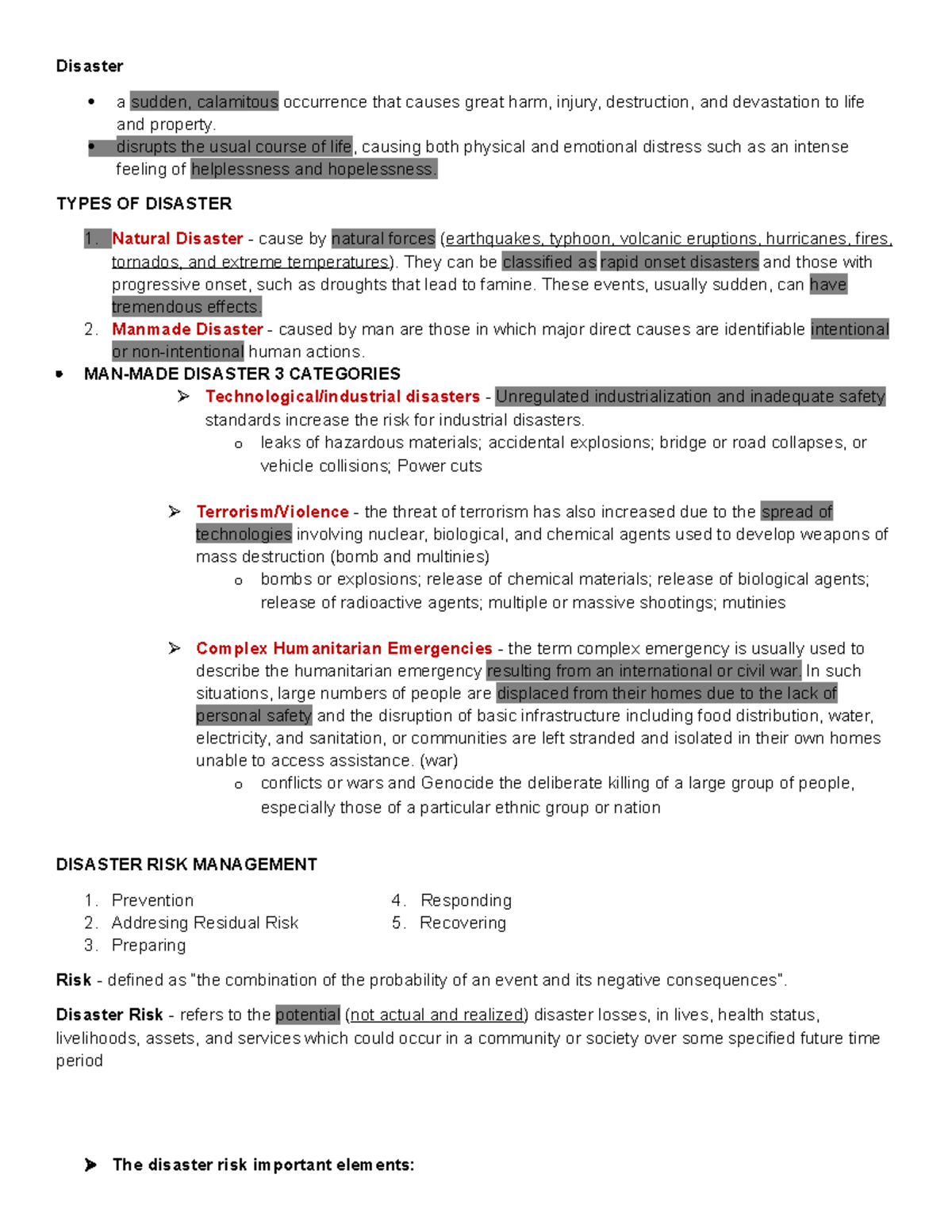 Disaster Types and Risk Management: A Comprehensive Overview (Course ...