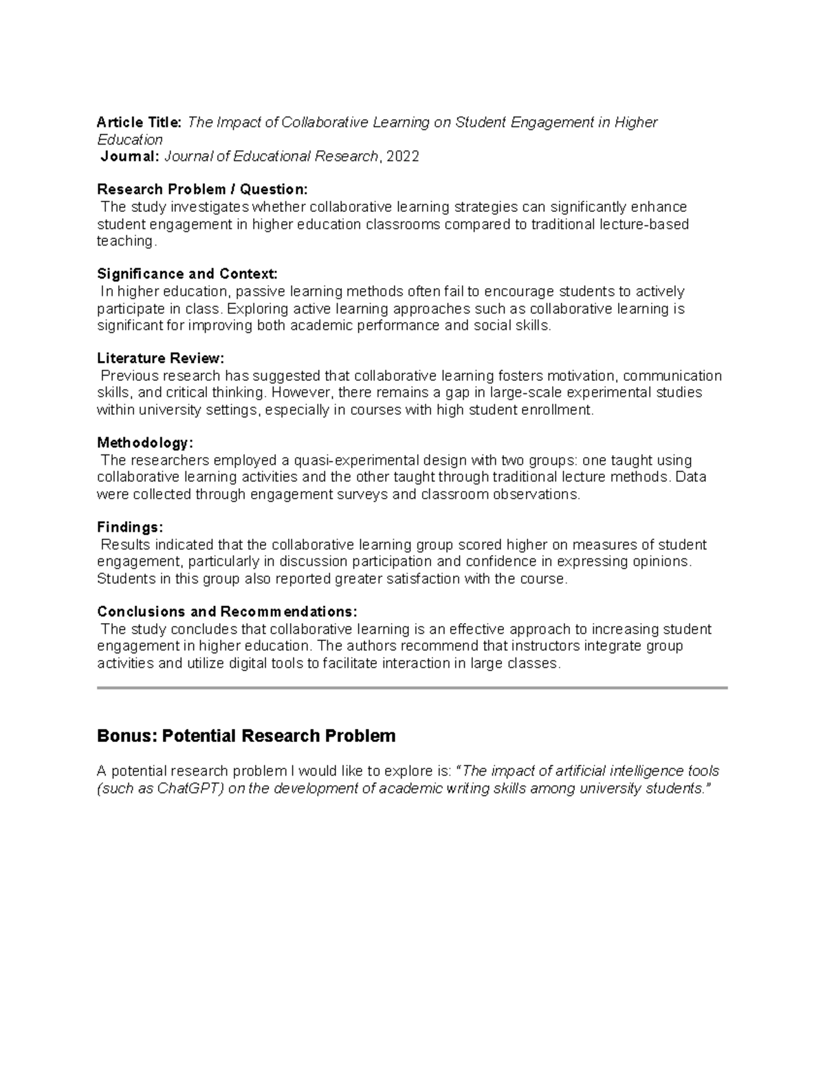 ENG 2022: The Impact of Collaborative Learning on Student Engagement ...