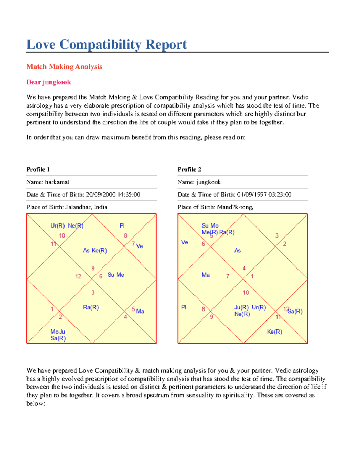 Match-making - lll - Love Compatibility Report Match Making Analysis ...