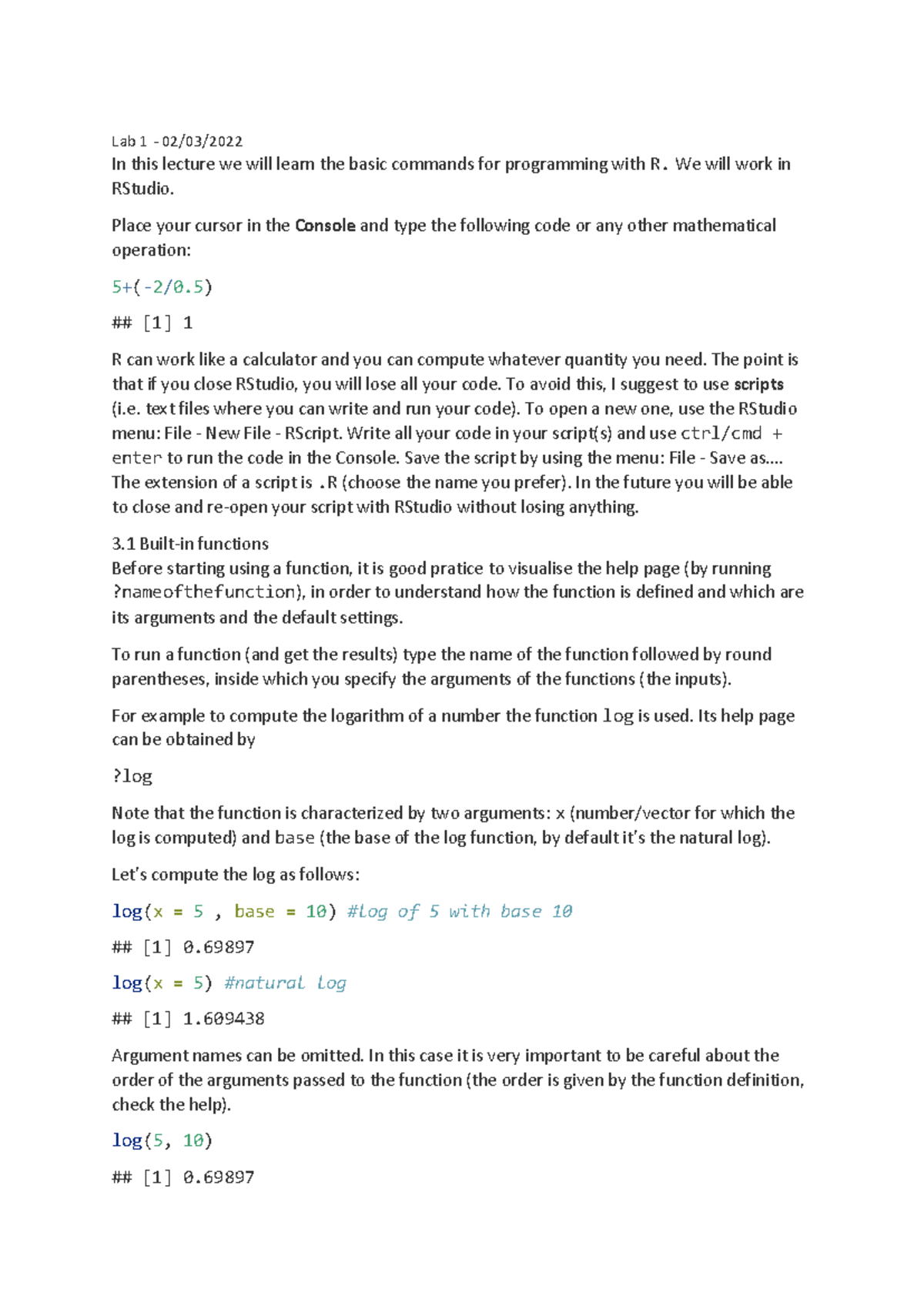 Built-in functions - Lab 1 - 02/03/ In this lecture we will learn the ...