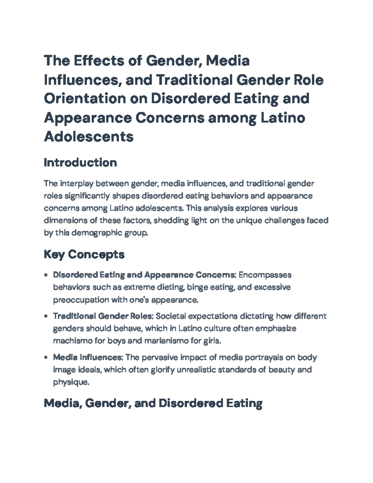 The Impact of Gender Roles & Media on Disordered Eating in Latino ...