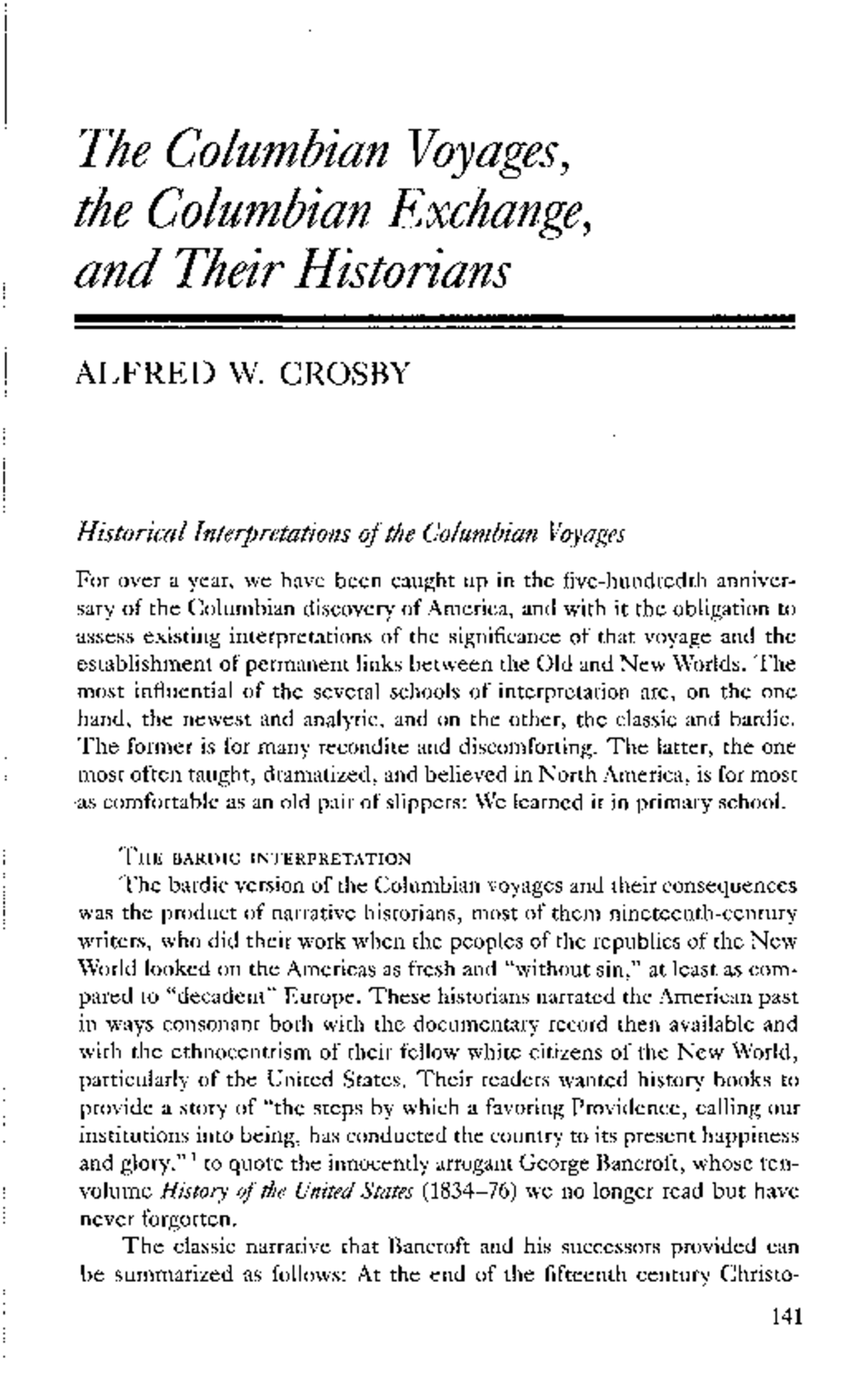 The Columbian Voyages and Their Historians: Cultural Impacts and Interpretations - Studocu