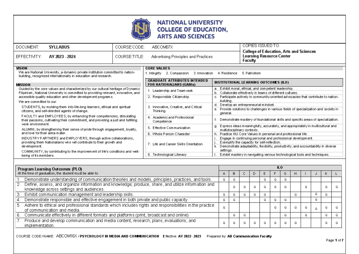 ABCOM 07X - Syllabus for Advertising Principles & Practices (AY 2023 ...