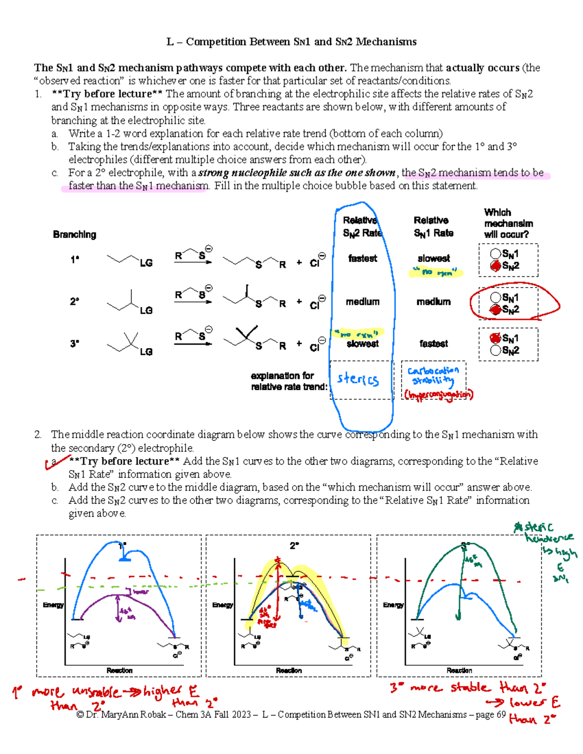 Lec L & M: Competition Between SN1 & SN2 Mechanisms and Carbocations ...