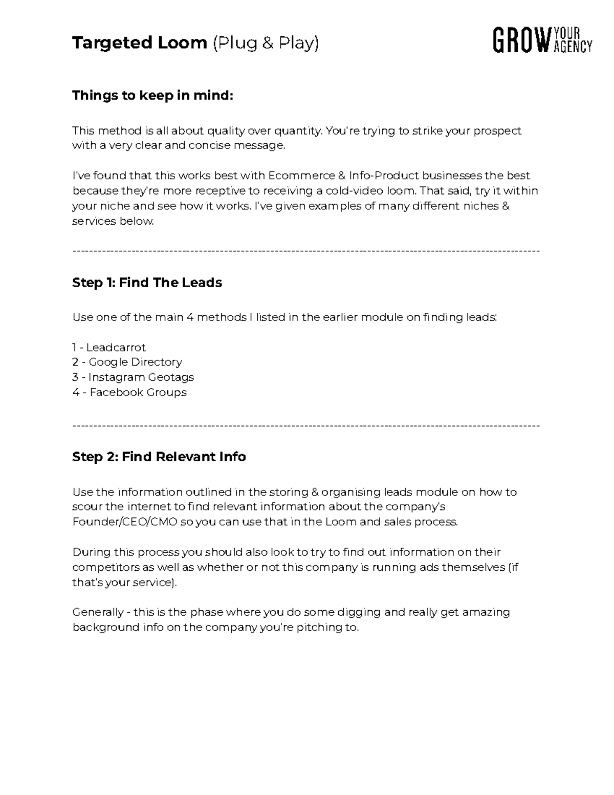 Targeted Loom Sales Strategy for Ecommerce & Info-Products - Studocu