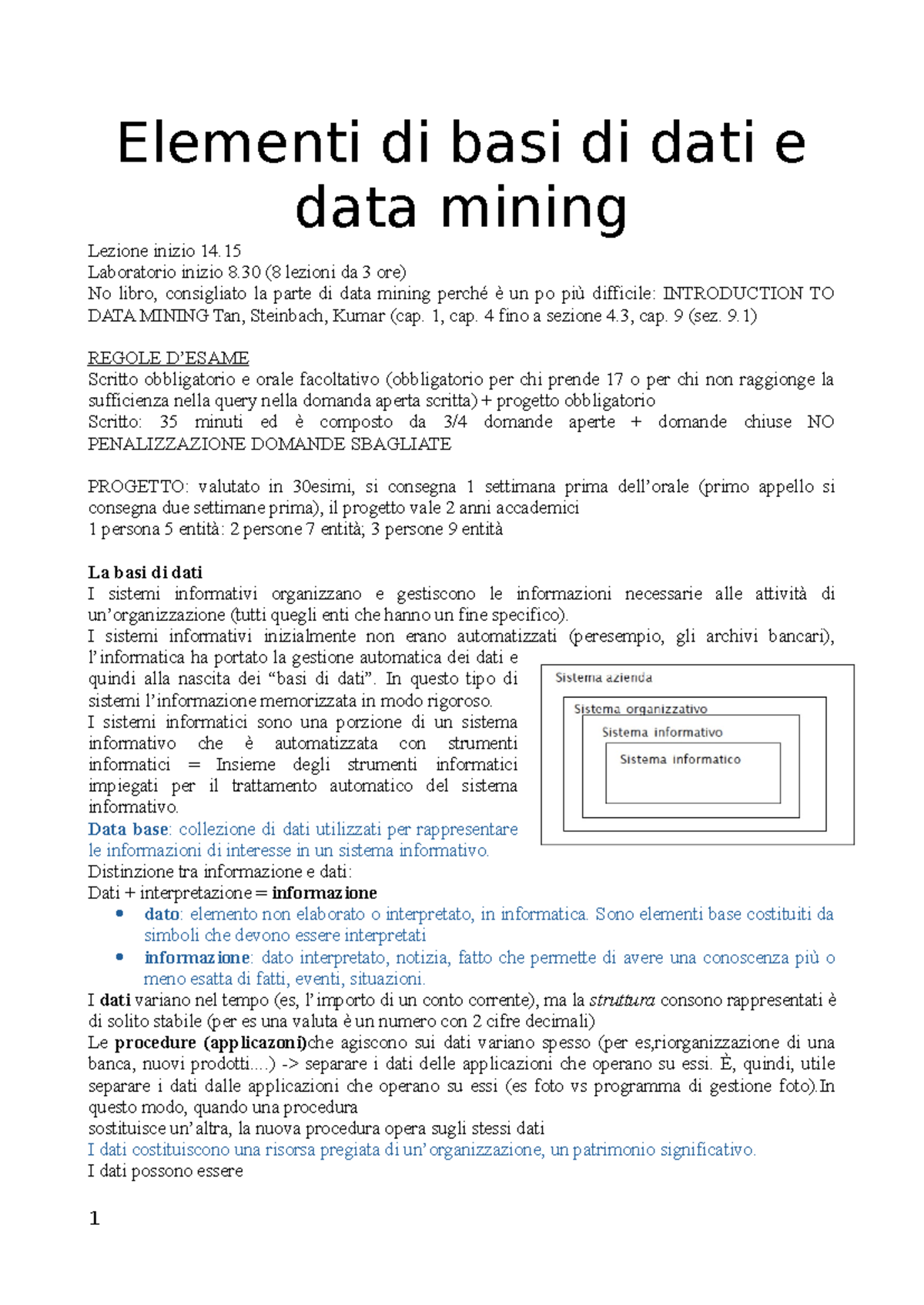 Elementi di Basi di Dati e Data Mining - Lezione 14 e Laboratorio 8 ...