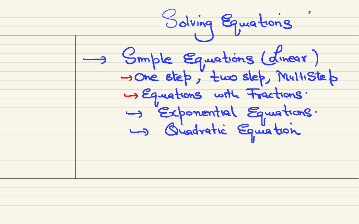 Equations -yr11 - Slides with informations - Solving Equations > Simple ...