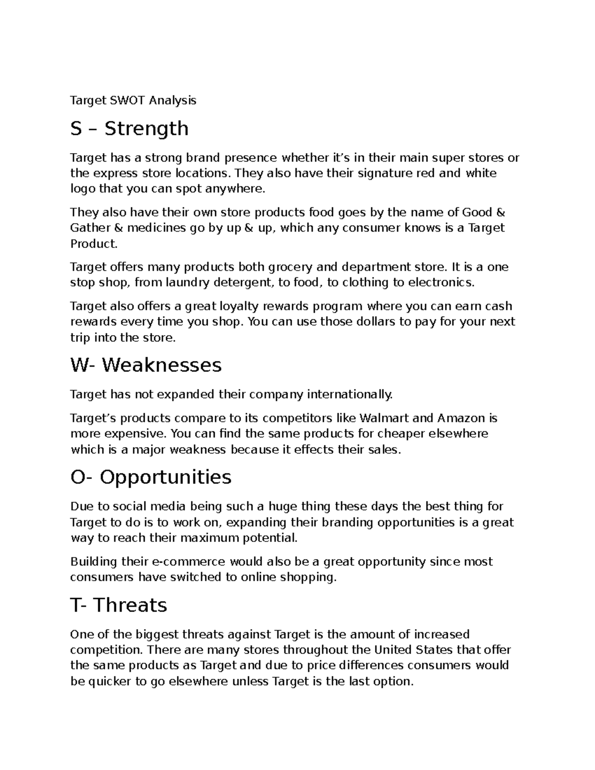 Target SWOT Analysis: Strengths, Weaknesses, Opportunities, Threats ...